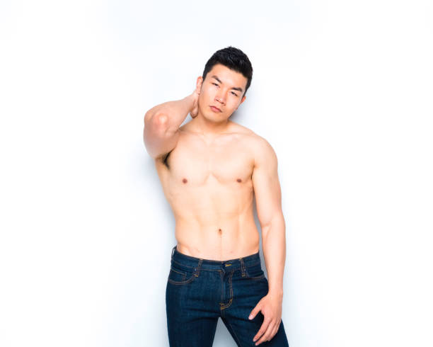 istock Handsome shirtless Chinese man 1160508846
