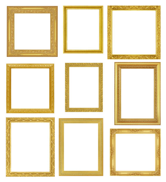istock The antique gold frame on the white background 1160512481