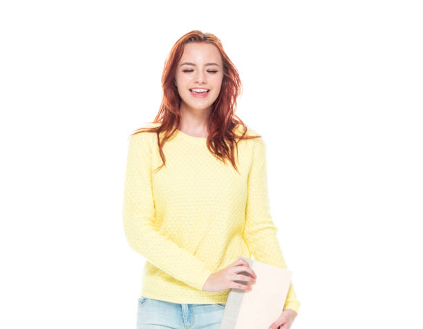 istock Cute female holding one book 1160513500