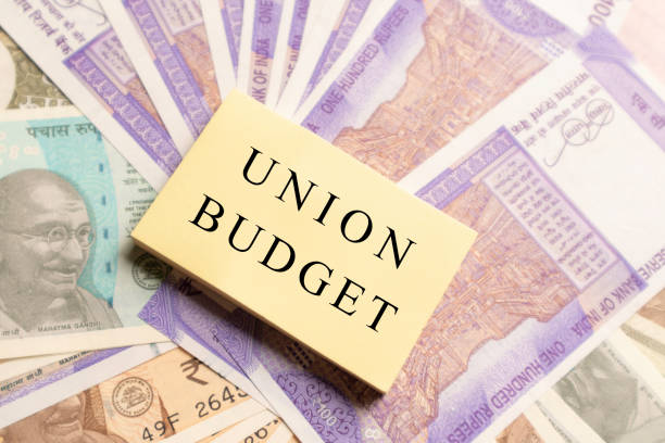 istock Union Budget printed on New Indian currency notes 1160515792