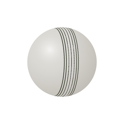 Realistic cricket ball white color. Vector graphic artwork design element