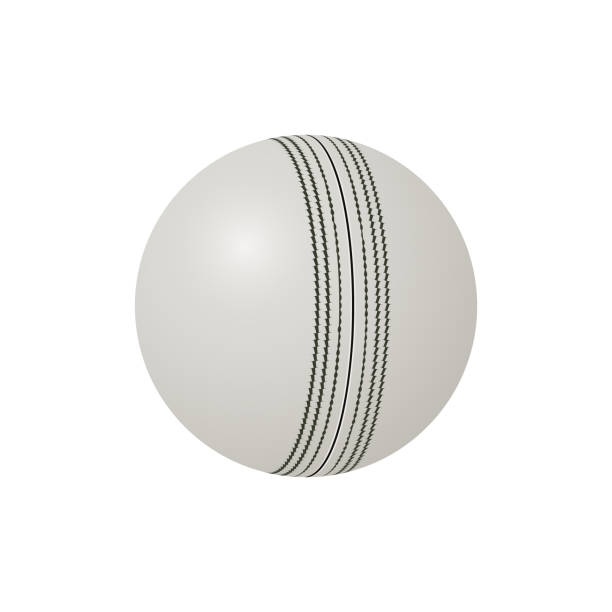 ODI cricket leather ball white, realistic vector Realistic cricket ball white color. Vector graphic artwork design element test cricket stock illustrations