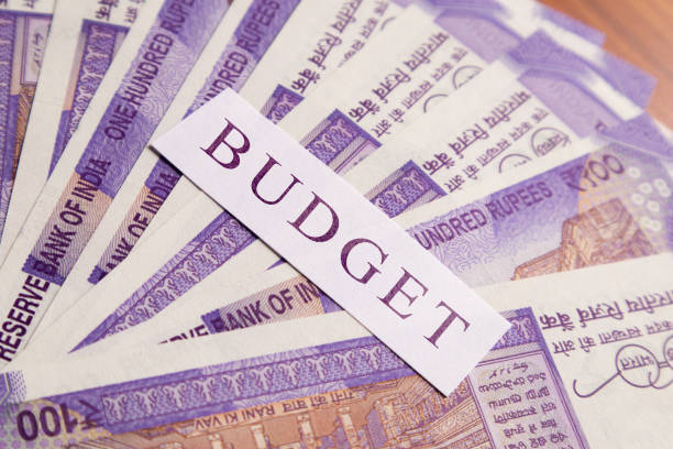 istock Budget printed on New Indian currency notes 1160516889