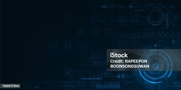 Digital Operation Interface On A Dark Blue Background Stock ...