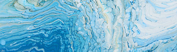 istock photography of abstract marbleized effect background. Blue, mint, gold and white creative colors. Beautiful paint. banner 1160519341