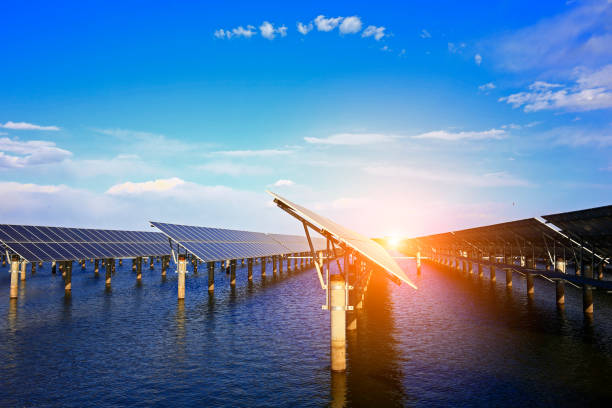 istock Solar panels on the water 1160520404