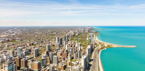 istock Chicago city skyscrapers panorama, blue sky background. Skydeck observation 1160520879