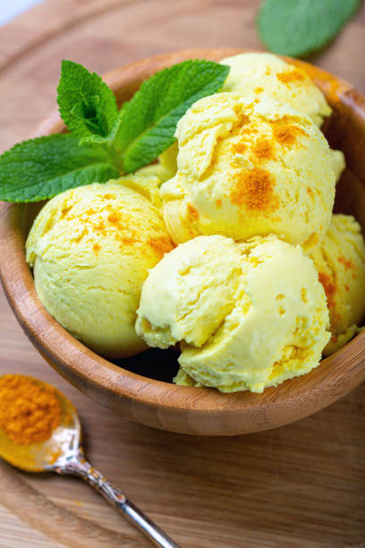 istock Artisanal ice cream with turmeric (Golden ice cream). 1160527131