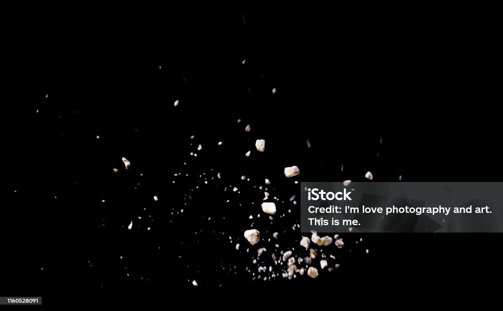 Exploding Break Break Stone Caused By Explosion Against Black Background Stock Photo ...
