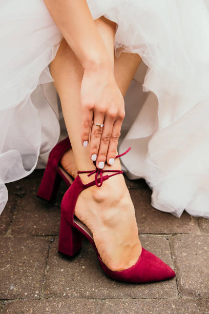 istock Heels of the bride, wedding shoes. 1160531291