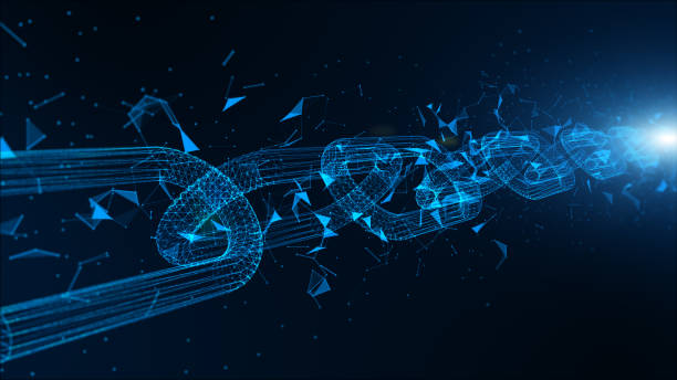 istock Depth of field, Network Chain Links Connections, Crypto currency connected and Digital technology network concept. 1160534325