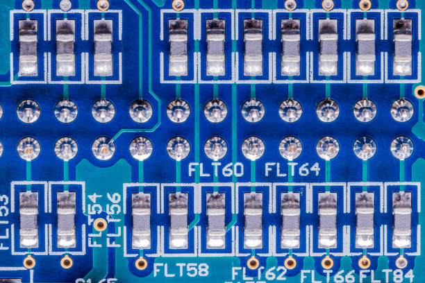 Close-up image of various parts of the computer chip.
