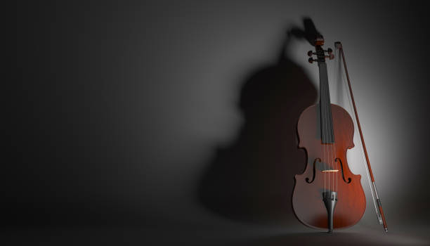 violin on a black background, 3d illustration