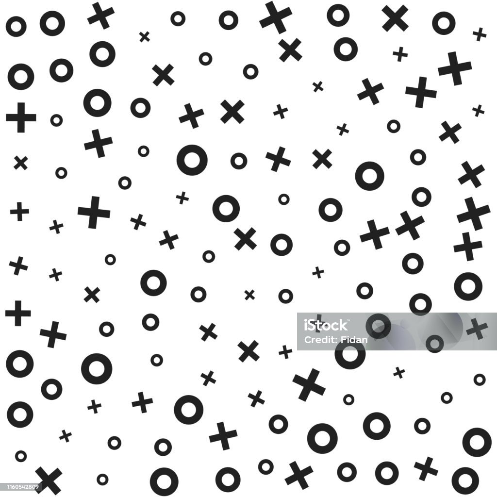 Seamless Vector Xo Pattern Chaotic Black Cross And Zero Elements On ...