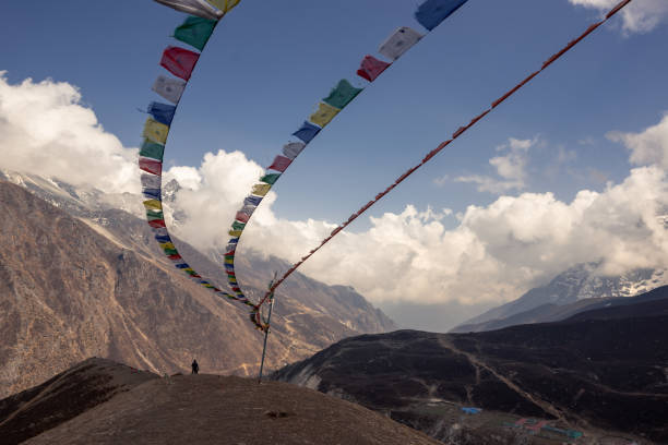 istock Buddhist flags over Machhermo village in Nepal 1160545141