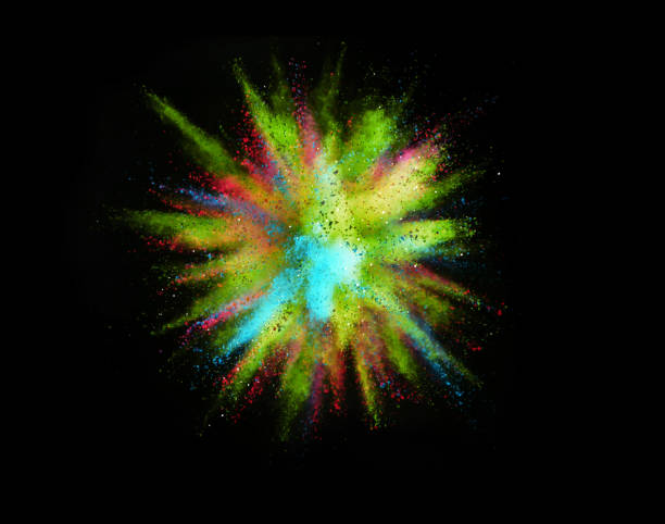 istock Explosion of colored powder on black background 1160546808