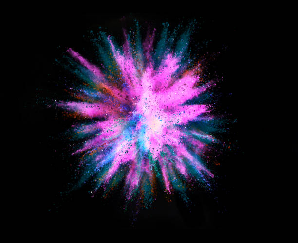 istock Explosion of colored powder on black background 1160546811