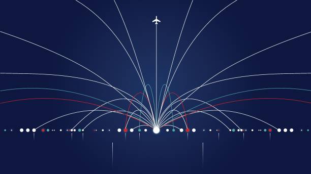 Airliner in action Airplane, Flying, Commercial Airplane, Air Vehicle, Mode of Transport airplane patterns stock illustrations
