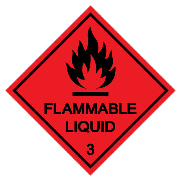 ilustrações, clipart, desenhos animados e ícones de isolado líquido inflamável do sinal do símbolo no fundo branco, ilustração eps. 10 do vetor - flammable