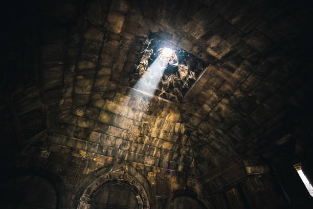 istock Ray of light falling through a dome of aged temple 1160549144