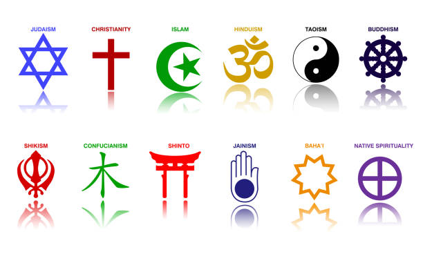 世界の宗教シンボルは、主要�な宗教グループや宗教の兆候を着色しました。 - religious symbol islam religion symbol点のイラスト素材／クリップアート素材／マンガ素材／アイコン素材