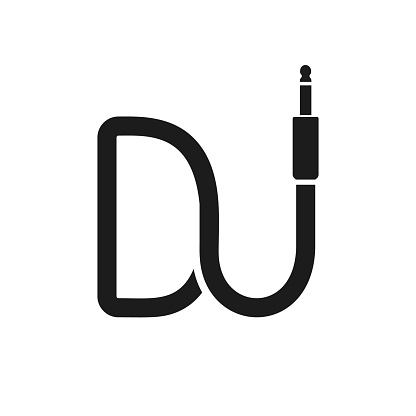 Isolated Dj icon. Wire cable audio jack music sign Musical symbol on white background.