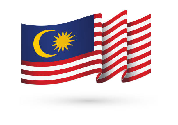 istock Illustration of Flag of Malaysia waving isolated on white background, Vector 1160553116