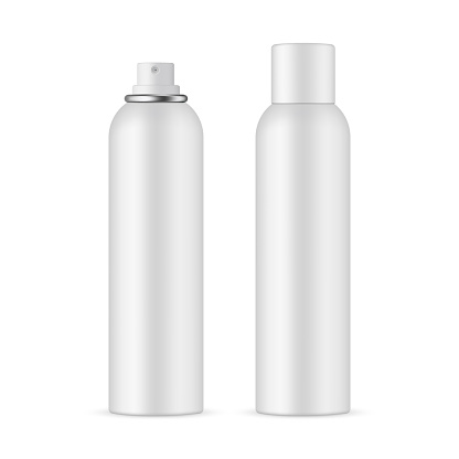 Deodorant spray bottle mockup with opened and closed cap