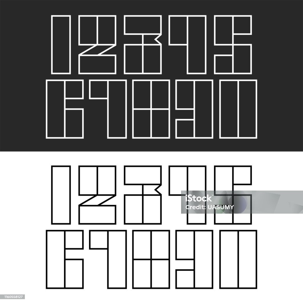 Geometry Style Numbers A Set Of Modern Numbers From Rectangular Geometric Shapes Math Symbols ...