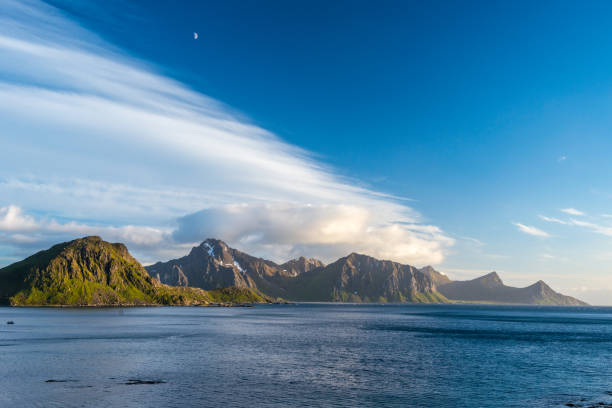 view on mountains and sea from Haukland beach