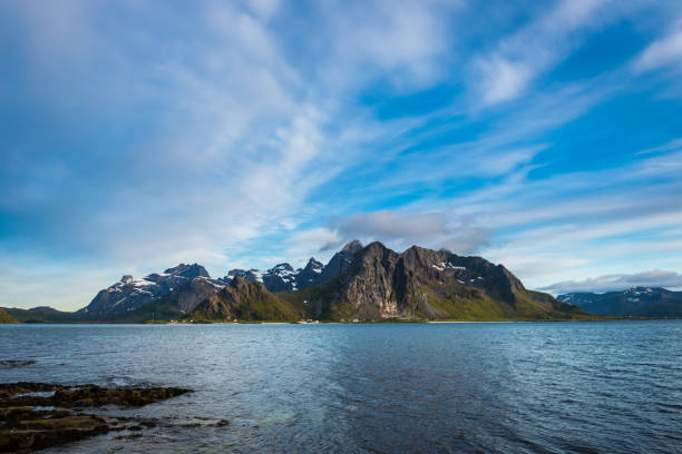 view on the mountains and fjord .Flakstad