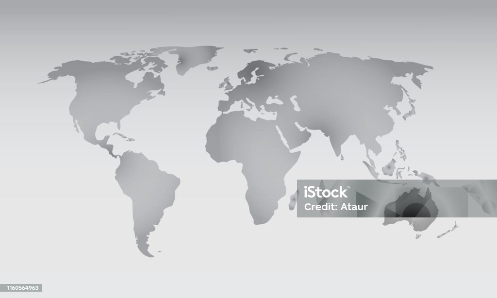 Gray Color World Map With Dark And Light Effect Vector On Light ...