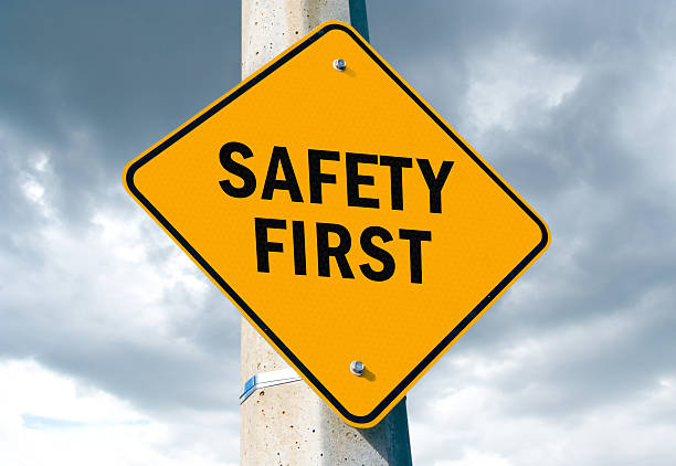 istock Orange street safety first sign 116056696