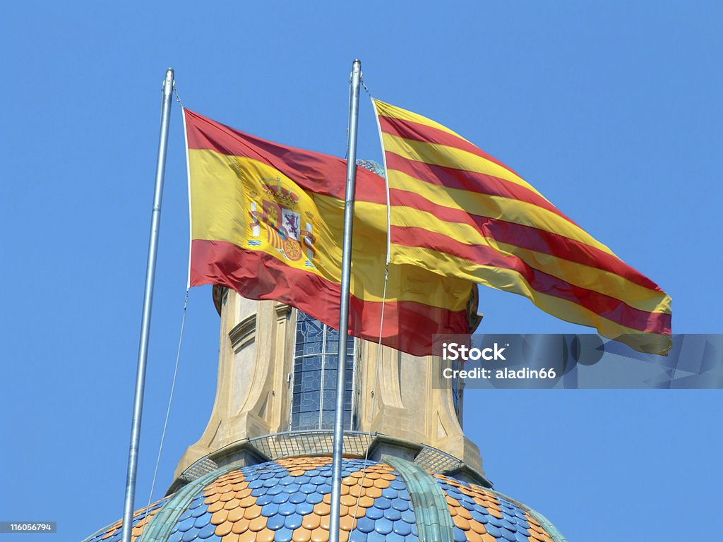 Два флаги - Стоковые фото Барселона - Испания роялти-фри