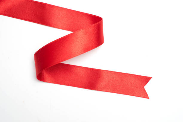 istock Red ribbon border isolated on white background 1160571401