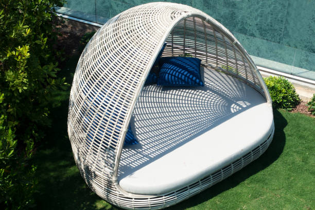 istock Round rattan Sofa at the pool 1160575106