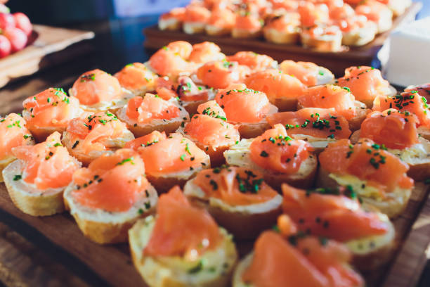 istock Canapes with smoked salmon and cream cheese. 1160576265