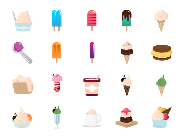 ilustrações de stock, clip art, desenhos animados e ícones de ice cream icon set. included icons as sweet, cool, frozen, soft cream, flavor, dairy and more. - parfait glass