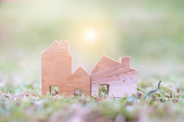 istock Wooden House Model on The ground 1160577100