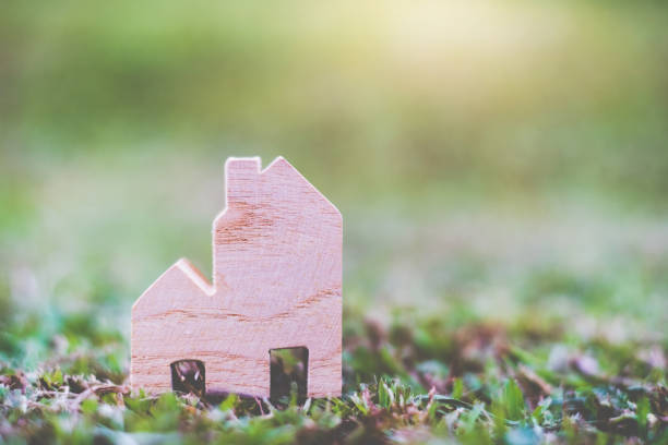 istock Wooden House Model on The ground 1160577188