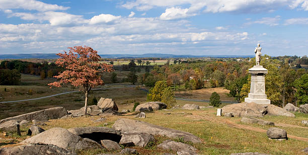 piccolo rotondo vista dall'alto di gettysburg - gettysburg pennsylvania usa history foto e immagini stock