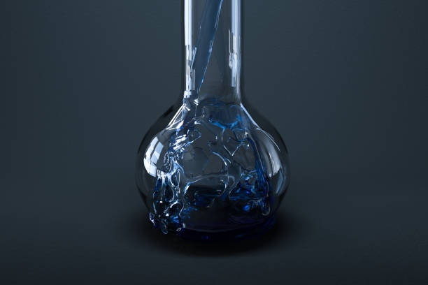 Chemical instruments and reagents in the lab, 3d rendering.