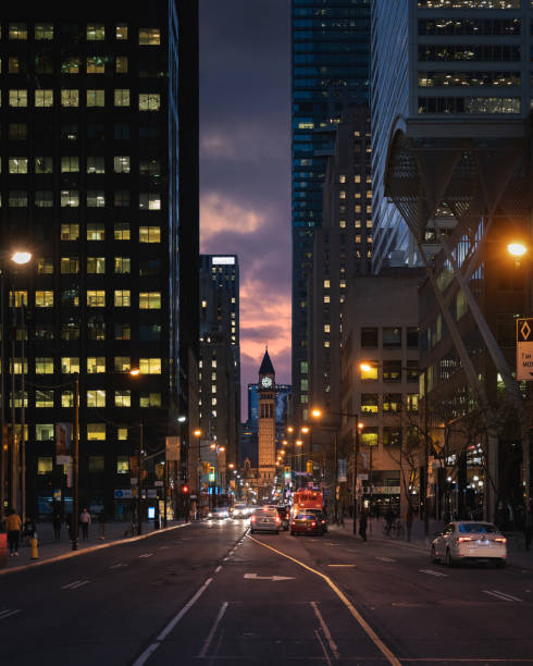 istock Toronto illuminated city streets at night 1160582351