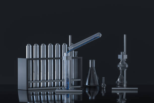 istock Chemical instruments and reagents in the lab, 3d rendering. 1160582373