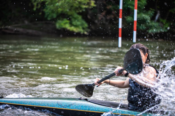 istock Crossing gates on river in kayak 1160588606