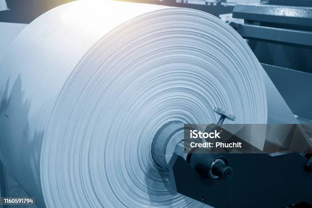 The Roll Of Material For Plastic Bag Manufacturing Process Stock Photo - Download Image Now