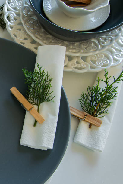 istock Preparations about arranging the table for winter holidays. Winter decoration, DIY 1160592773