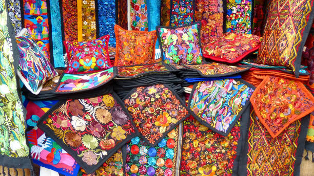 istock Colorful embroidered textiles in Otavalo, Ecuador 1160594813