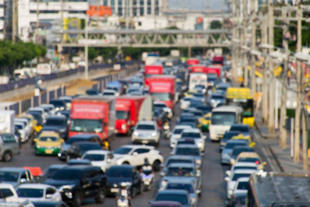istock Blurred picture of traffic jam on rush hour in evening time. 1160596047