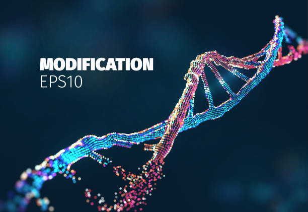 ilustrações, clipart, desenhos animados e ícones de fundo do vetor da biotecnologia. engenharia genética. dna modificado. laboratório de pesquisa de edição de genes - ácido ribonucleico